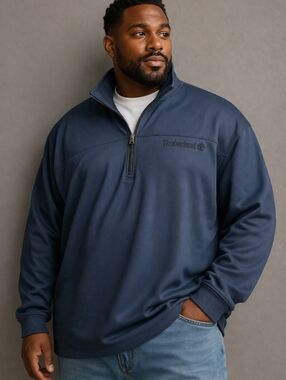 Timberland Navy Fleece 1/4 Zip Long Sleeve Pullover Sweater/Jacket, Men's Sz XXL